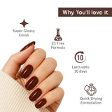 Dark Cherry Brown Nail Polish with Glossy Finish Listing PI - 04