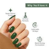 Mossy Green Nail Polish with Glossy Finish Listing PI - 04