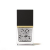 Close-up of Platinum Twinkle Silver Nail Polish bottle front view