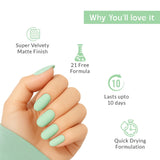 Soft Meadow Green Nail Polish with Smooth Matte Finish Listing PI - 04