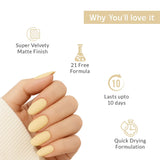Vanilla Silk Yellow Nail Polish with Smooth Matte Finish Listing PI - 04