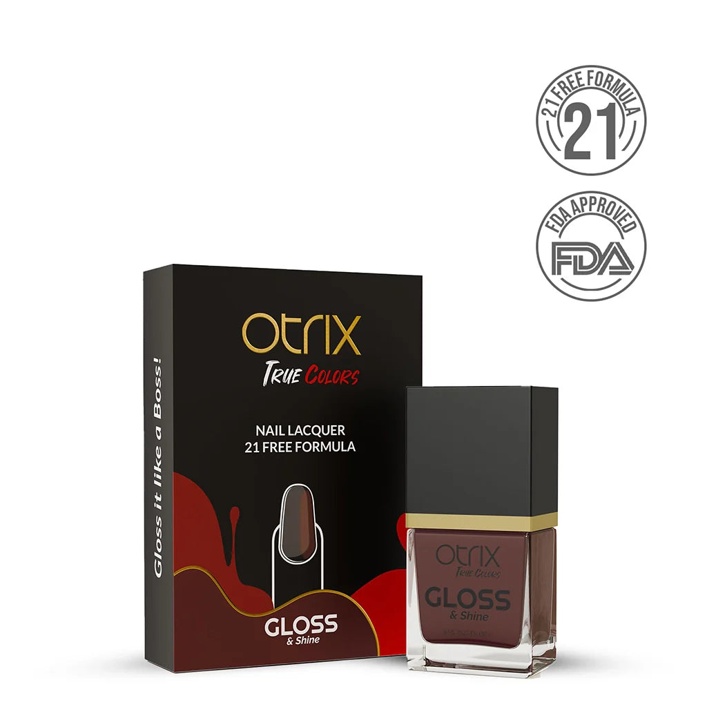 Dark Cherry Brown Nail Polish with Glossy Finish Listing PI - 06