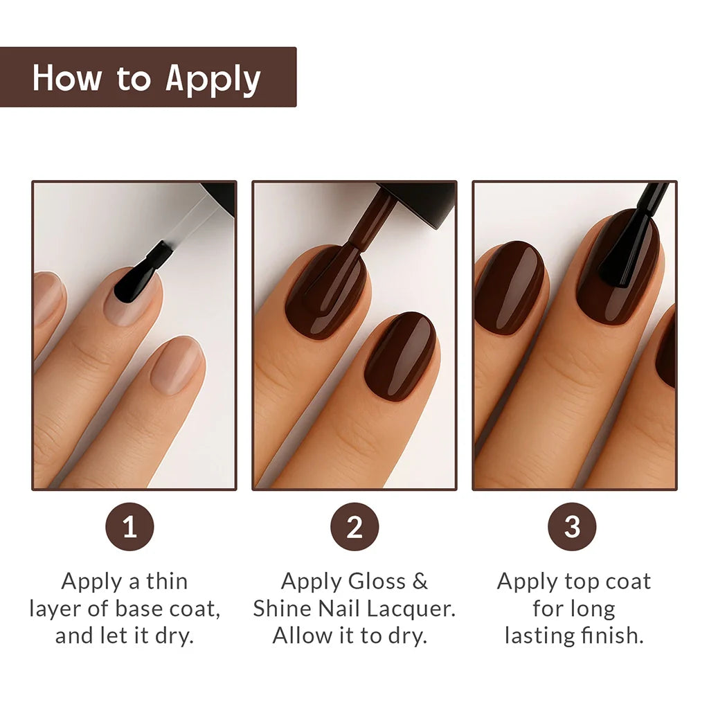 Dark Cherry Brown Nail Polish with Glossy Finish Listing PI - 07