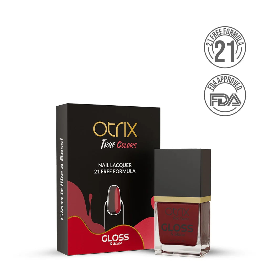 Dark Red Nail Polish with Glossy Finish Listing PI - 06