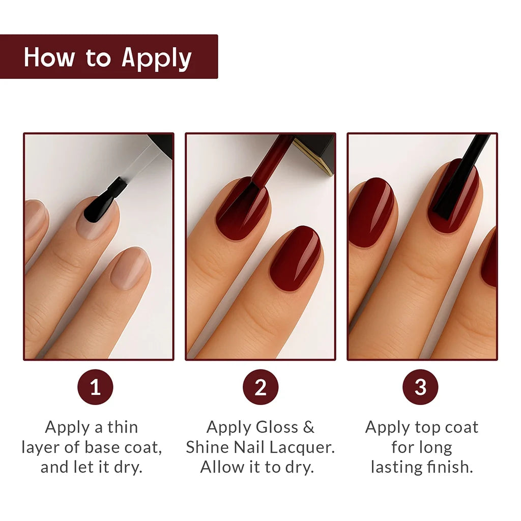 Dark Red Nail Polish with Glossy Finish Listing PI - 07