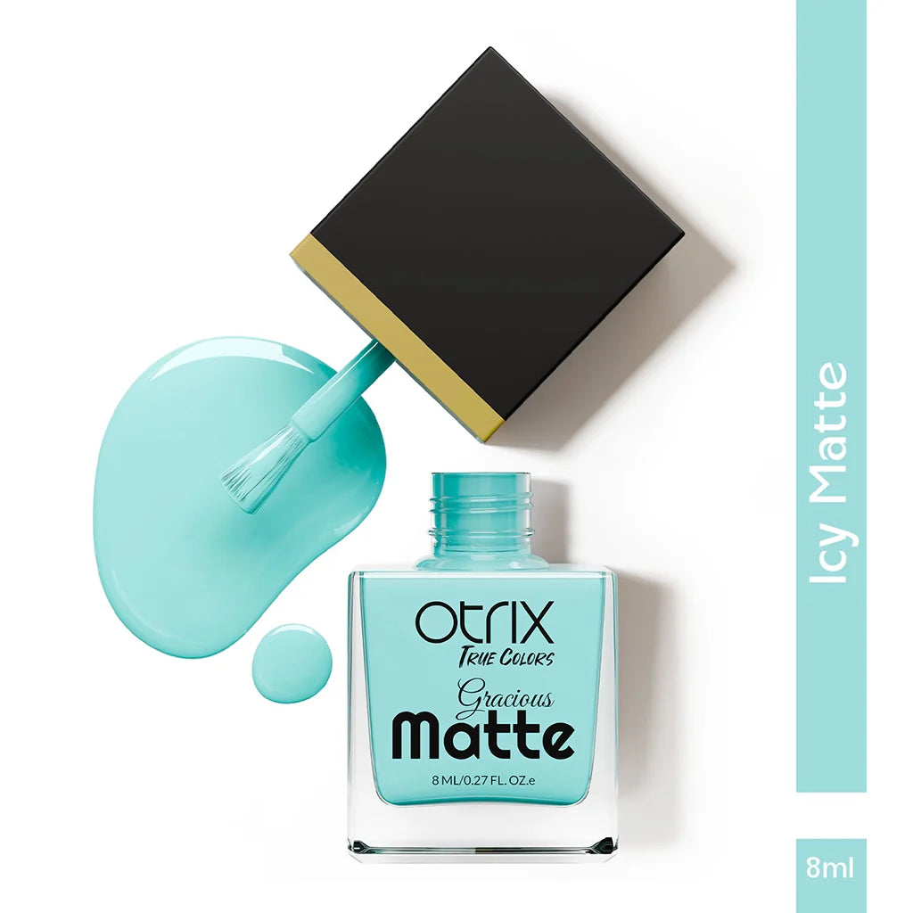 Icy Matte Blue Nail Polish with Smooth Matte Finish Listing PI - 03