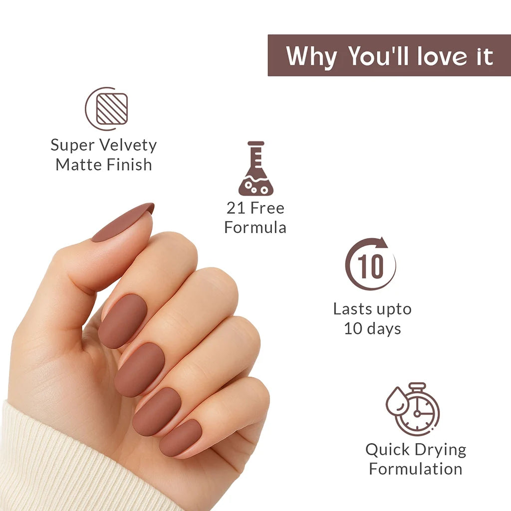 Mahogany Matte Brown Nail Polish with Smooth Matte Finish Listing PI - 04