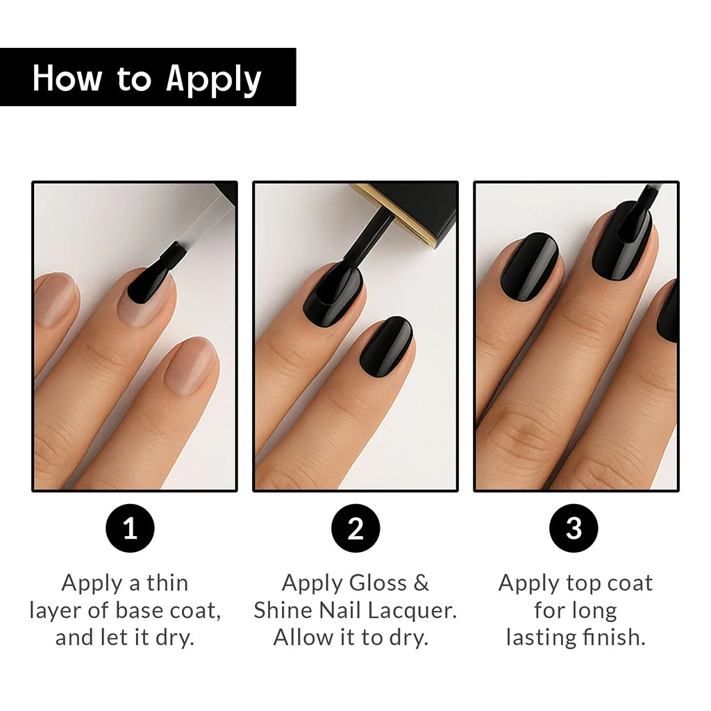 Midnight Black Nail Polish with Glossy Finish Listing PI - 07