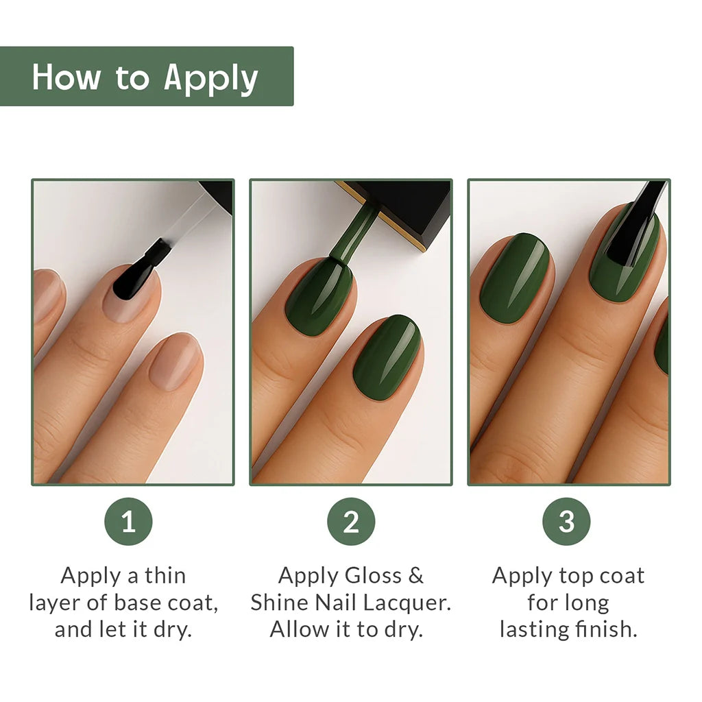 Mossy Green Nail Polish with Glossy Finish Listing PI - 07