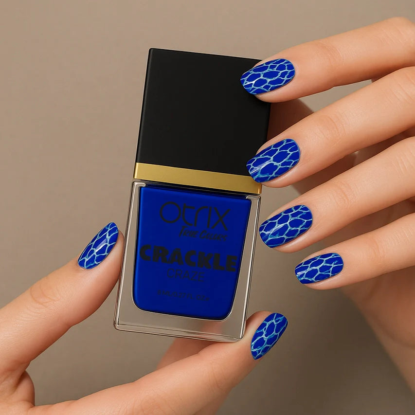 Navy Splinter Crackle Blue Nail Polish