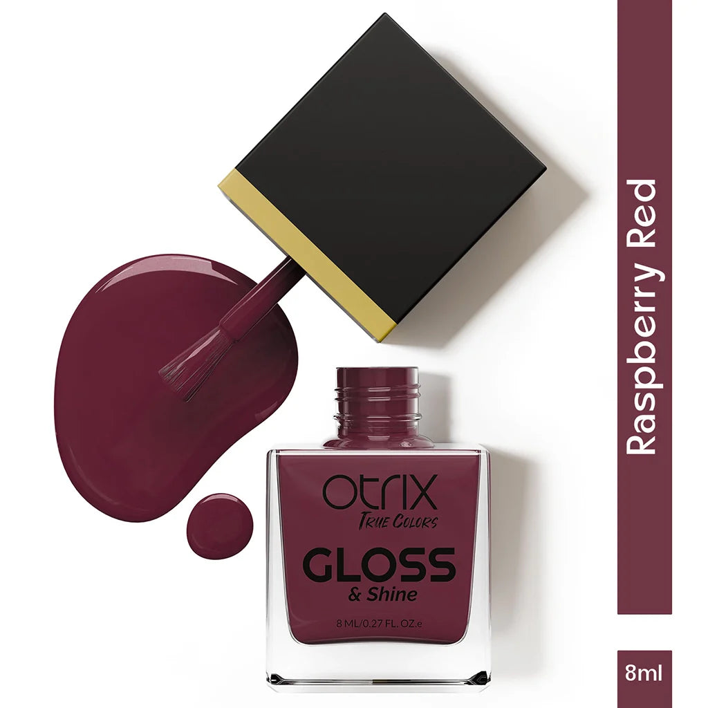 Raspberry Red Glossy Finish Purple Nail Polish Listing PI - 03