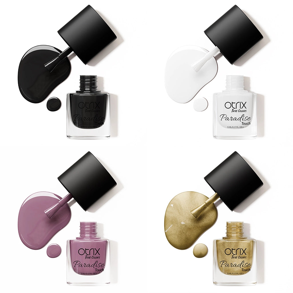 Paradise Touch Lustrous Cracks nail polish combo flat lay