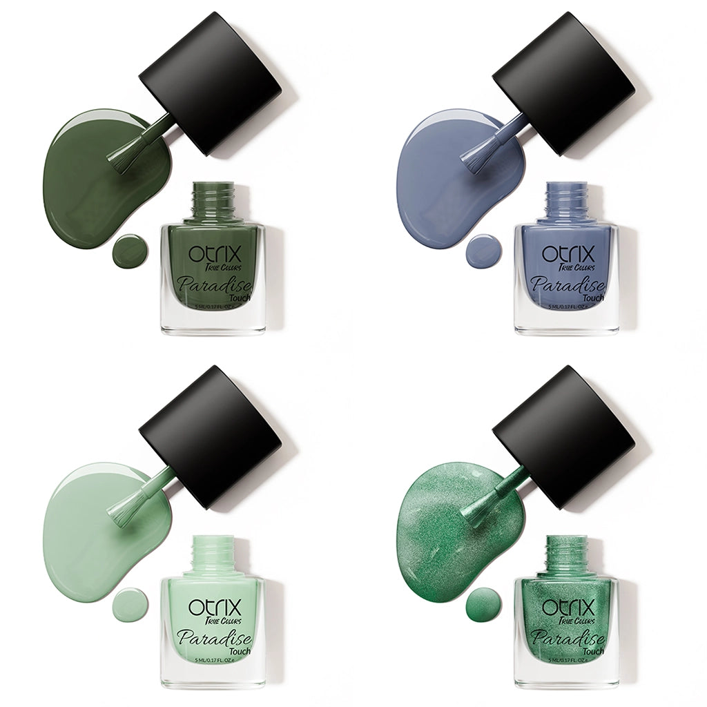 Paradise Touch Sandy Layers nail polish combo flat lay