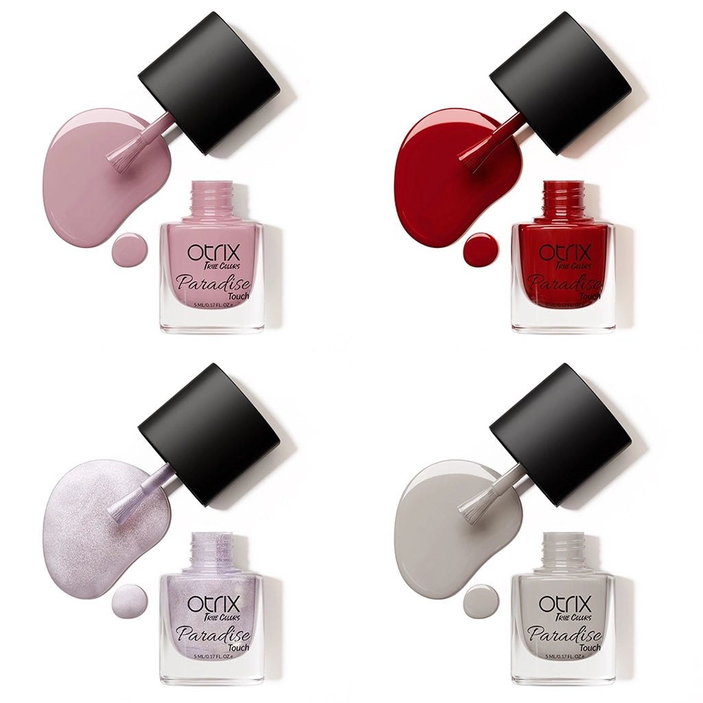 Paradise Touch Sugary Burst nail polish combo flat lay