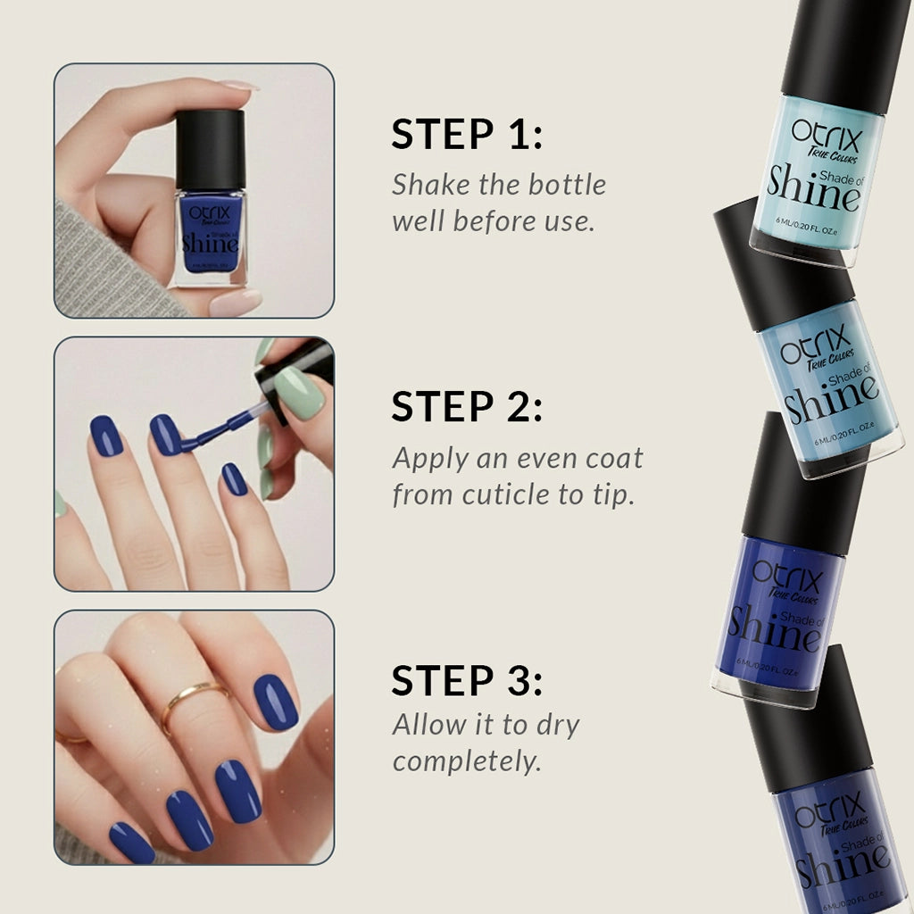 How to apply Shade of Shine Cool Blues nail polish