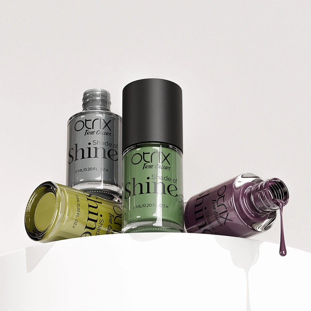Shade of Shine Earthy Edge nail polish combo bottle stack