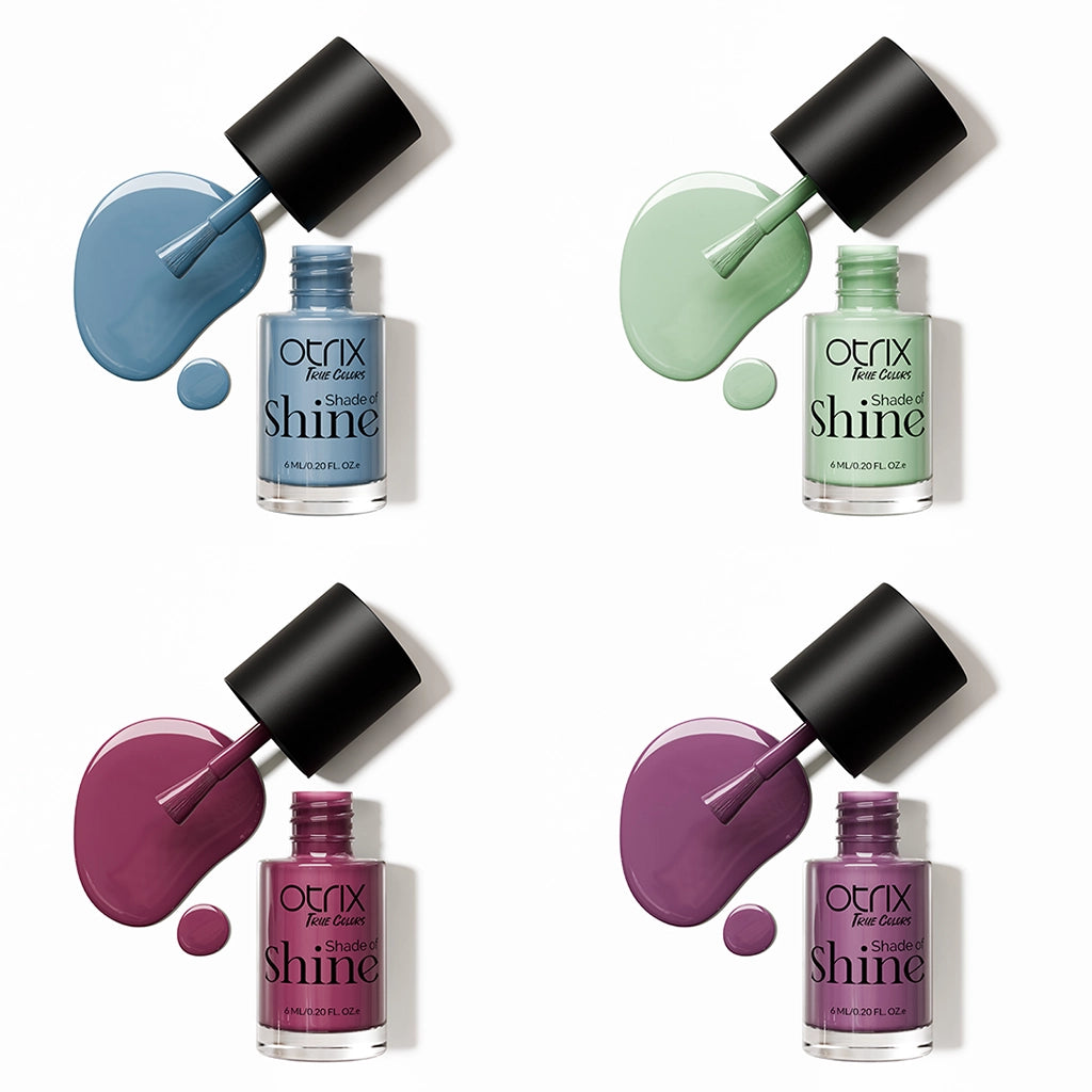 Shade of Shine Vibe Tribe nail polish combo flat lay